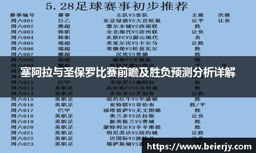 塞阿拉与圣保罗比赛前瞻及胜负预测分析详解